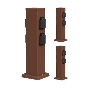 ledscom.de 3 pièces Colonne de Prises de Courant de Jardin Polly pour l'extérieur, IP44, 4X, Acier Inoxydable, Brun, carré, 40 cm (LEDs Com GmbH, neuf)