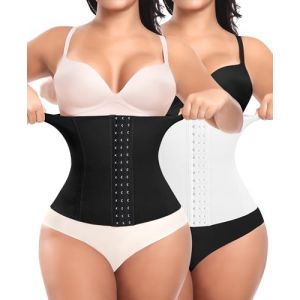 Femme Gaine Amincissante Ventre Plat Invisible Corset Minceur Ceinture Amincissante Waist Trainer Post Partum Serre Taille Body Sculptant Invisible (Noir+Blanc,XL) (YARRCO, neuf)