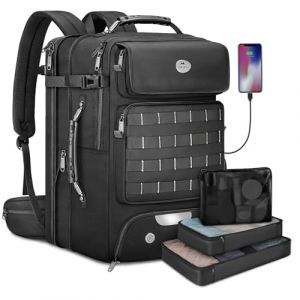 MATEIN Sac a Dos Cabine 55x35x25 avec 3 Cubes Rangement, Extensible Sac Air France Cabine avec Armoire à Chaussures Étanche, Sac à Dos Ordinateur Portable 17 Pouces USB Charger, L'école Affaires, Noir (Juswination EU, neuf)