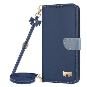 Belzsxy Coque avec Cordon Collier pour R&eacute;glable iPhone 6/7/8/SE 2020,Coque Etui avec Carte &agrave; Rabat Clapet Portefeuille en Cuir Pochette Antichoc Flip Case &Eacute;tui Cover Housse Protection Compl&egrave;te,Bleu (Belzsxy, neuf)