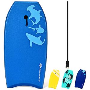 GOPLUS Bodyboard,Planche à Vagues Bodyboard 105cm,Bodyboard avec Motif Coloré,Bodyboard Léger et Résistant,Planche Idéale pour Surfer Les Vagues,Laisse de Poignet de Qualité (Baleine Bleue) (Augenstern24, neuf)