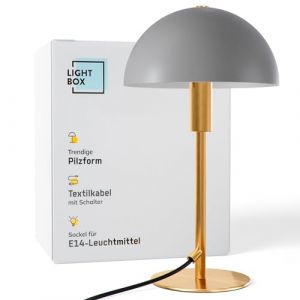 Lightbox Lampe de table champignon | 36 cm de hauteur, &Oslash; 20 cm | Lampe de table avec interrupteur &agrave; bascule | Lampe LED glamour comme lampe de chevet pour la chambre | E14 | m&eacute;tal dor&eacute;/taupe mat/gris (Lightbox-Shop, neuf)