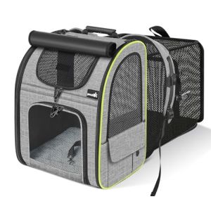 Pecute Sac &agrave; Dos de Transport Extensible, Portable et Respirant avec Rideau, Dos Extensible, Plus d'espace, id&eacute;al pour Transporter des Chiots et Chats (Nirong, neuf)