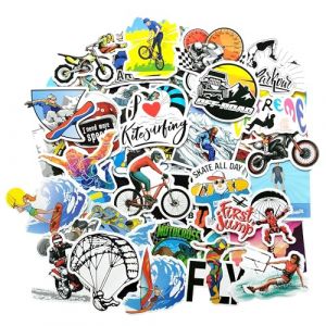 Stickers moto autocollant velo stickers casque moto jet ski sticker vtt plongee sous marine sticker surf skate parapente karting parachutiste kitesurf autocollant quad vtt (Tarifa United, neuf)