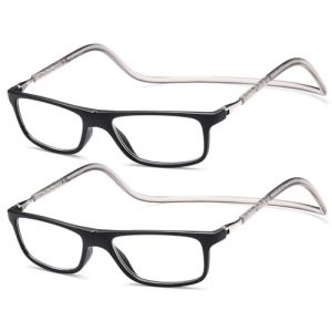 NEW VISION Lunettes 2 pack, Lunettes Loupe, Lunettes De Lecture Magnétique, Longueur RéGlable Lunette De Lecture Homme Femme, NV2904 (2noir, 3.5, x) (New Vision Milano, neuf)