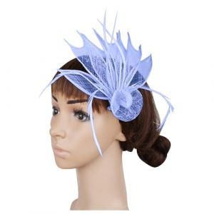 Bibi à cheveux en plumes pour femme - Bibi à fleurs en filet - Accessoire pour fête, église, mariage, cocktail, club (bleu clair, taille unique) (ZJens, neuf)