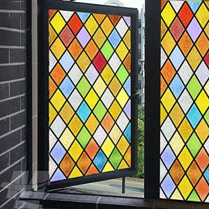 Film de confidentialité décoratif pour fenêtre - Couleur losange statique - Sans colle - Traitement de fenêtre - Autocollant de fenêtre (l x L) 59 x 160 cm (YZX, neuf)