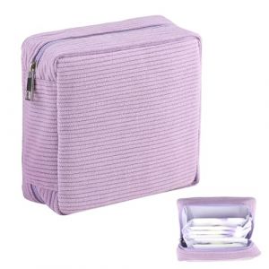Pochette Serviette Hygi&eacute;nique en Velours, Sac de Rangement Souple, Portable pour Serviettes Hygi&eacute;niques Tampons Prot&egrave;ge, Petite Pochette Zipp&eacute;e pour Femme et Fille (Violet) (YanRongGuan, neuf)