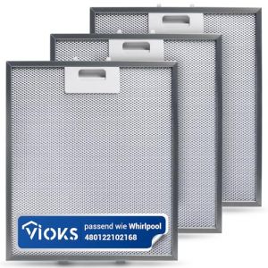 VIOKS Lot de 3 filtres à graisse de rechange pour hotte aspirante Whirlpool 480122102168 305 x 267 mm et Elica pour hotte aspirante AEG (vioks-de, neuf)