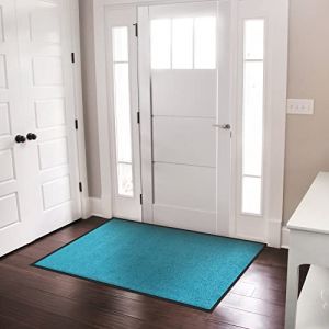 casa pura Tapis Entr&eacute;e sous Porte Rhine Turquoise,Paillasson Absorbant Lavable en Machine &agrave; Laver,Enl&egrave;ve salissures,Dos en TPE Durable et antid&eacute;rapant,Passe sous la Porte 7 mm d'&eacute;paisseur - 40x60 cm (Velvet Trading, neuf)
