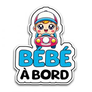 Autocollants Bébé à Bord Voiture, Bébé Pilote 16 x 12.5 cm, Stickers Bébé à Bord Résistants aux UV et Waterproof, Bébé a Bord Voiture Facile à Appliquer, Accessoire Bebe à bord Sécurité Voiture (Albastov, neuf)