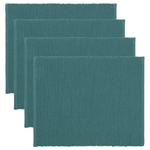 LINUM UNI Set de Table Lot de 4 35x46 cm, Coton Côtelé, Lavable en Machine, Gris Foncé Turquoise (LINUM, neuf)