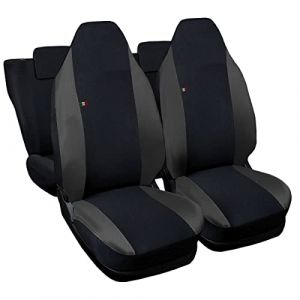 Rebeca Shop® Housses de siège auto compatibles pour Twingo avec sièges arrière divisés, lot de 6, différentes couleurs (noir/gris foncé, pour Twingo 1/2a série NO Logo) (Rebecashop, neuf)
