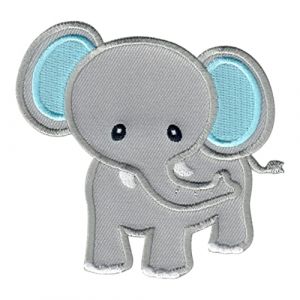 PatchMommy Patch Écusson Brodé Thermocollant en Forme de Elephant Gris/Blue - Pièce Brodée à Coudre ou Coller au fer à Repasser pour Enfant et Bébé (PatchMommy, neuf)