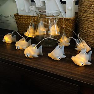 Riaxuebiy Jolies Guirlandes Lumineuses en Forme de Requin Gris,Requin Tigre Décoratif Fée Lampe Alimenté par Batterie pour Fête, Noël, Halloween, Mariage (1.65m/10led, Requin tigre) (Riaxuebiy, neuf)