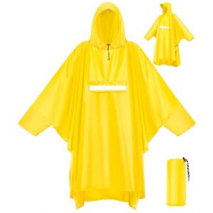 VOBUKE Poncho Pluie Imperm&eacute;able avec Capuche et Poche Cape R&eacute;utilisable Poncho L&eacute;g&egrave;re Respirant Veste Coupe-Pluie avec Bande R&eacute;fl&eacute;chissante Poncho de Pluie Unisexe pour Randonn&eacute;e Camping V&eacute;lo (AOCAO, neuf)