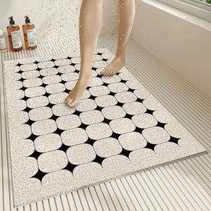 Pevfeciy Grand Tapis de Baignoire 100x150 cm Tapis de Douche antid&eacute;rapant de Style Moderne en PVC Doux et avec Trous de Drainage, Haute perm&eacute;abilit&eacute; &agrave; l'eau, adapt&eacute; aux Zones humides (ENJOYHOMES, neuf)