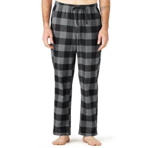 LAPASA Pantalon de Pyjama Homme 100% Flanelle de Coton Bas de Pyjama & de D&eacute;tente Maison Automne/Hiver M39 Noir & Gris Chin&eacute; (Flanelle) M (LAPASA-FR, neuf)
