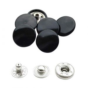 WedDecor 15mm Boutons Pression Grand 4 Parties Presse Clous sans Couture Boutons pour Maroquinerie, Couture, Vestes, Chemises, Tissu R&eacute;paration DIY Projets, 10pcs - Brillant Noir, 10pcs (Wedding Decor UK, neuf)
