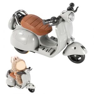 BTFO Scooter pour Poup&eacute;e avec Lumi&egrave;res et Musique, Rotative Interactive Scooter Jouet Miniature D&eacute;coration de Bureau Amusante pour Collectionneurs Poup&eacute;es (Gris) (Bai Yun, neuf)