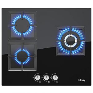 Plaque de Cuisson &agrave; Gaz 3 feux, Plaque Gaz 3 Feuxs, Table de Cuisson Encastrable, Gazs ville et bouteille (3 Foyers) (IsEasy Appliances, neuf)