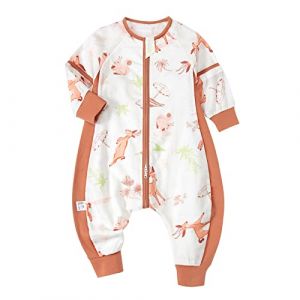 Bebe Gigoteuse Ete 18-36 Mois 1.0 Tog, Bébé Gigoteuse avec Jambes, Surpyjama Bebe Fille et Garcon, Gigoteuse Manche Longue avec Pieds, Enfant Cadeau 1-3 Ans 70-110cm Naissance 100% Coton (90cm, C) (xintuozjiayou, neuf)