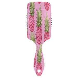 Brosse à cheveux avec coussin d'air - Ananas rose - Pour cheveux épais et démêlants antistatiques (DEJESJ, neuf)