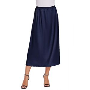 Avidlove Femme Satin Jupon Doux Long Jupon Dentelle Antistatique Crinoline sous-Vêtements Chemise De Nuit sous-Vêtements pour Carnaval Bleu Marine XS (Avidlove direct, neuf)