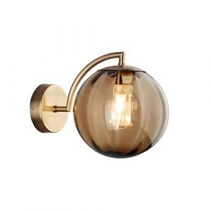 NICRX Applique murale boule de verre Ambre 150mm,Globe Lampe murale Intérieure en verre avec Base dorée, Applique murale pour chevet,chambre,salon,couloir (Ambre) (NICRX, neuf)