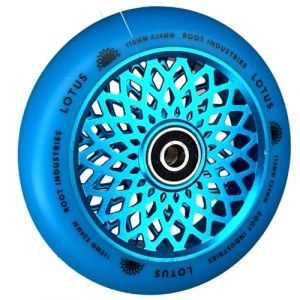 Root Industries Lotus Hollowcore Roue de trottinette freestyle 110 mm Abec 11 + autocollants Fantic26 (bleu radiant/polyur&eacute;thane) (Fantic26 Funsport GmbH, neuf)