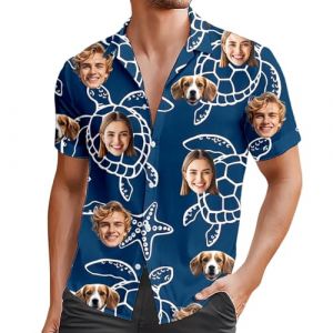 Générique Chemise Hawaienne Personnalisée Homme Personnalisés a Fleur Chemise avec Photo du Visage Ete Manches Courtes Bouton Plage Chemises Tropical Hippie Chemises pour Hommes Femmes (DSxnaPLQ, neuf)