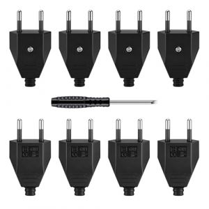 Starvortex 8 Pi&egrave;ces Prise Electrique Male 250V 2.5A, Fiche Male Prise Electrique en Mat&eacute;riau PP, Fiche &eacute;lectrique M&acirc;le Avec Tournevis, D'alimentation Domestique D&eacute;corative &agrave; Encastrer ou &agrave; Remplacer (Starvortex EU, neuf)