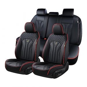 FLORICH Housses de siège en Cuir, Housses de siège complètes, Protections de siège Auto 5 sièges, Housses de siège Auto-Universel pour Convient à la Plupart des Voitures, SUV, camions, Noir (Coverado, neuf)