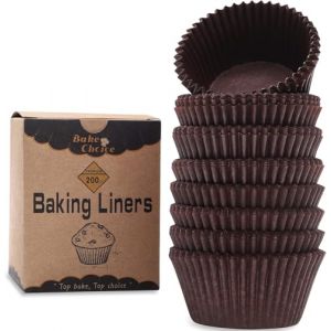 Caissette Muffins Papier,200 pièces Standard,Brun Moule Muffins Papier,Parchemin Résistant à la Graisse,Pour Fêtes & Anniversaires & Mariages & Pâtisserie,Dimensions Standard (BakeChoice, neuf)