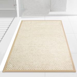 Cheerx Tapis de Bain Antiderapant 40 X 60 cm, Moelleux en Microfibre, Tapis Antid&eacute;rapant en Caoutchouc, Absorbant l'eau, Tapis Lavable en Machine, Extra Epais, pour Douche, Baignoire, Beige (Cheerx, neuf)