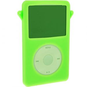 iGadgitz U2349 Vert Silicone Gel Etui Housse Case Cover Compatible avec Apple iPod Classic 80GB 120GB & 160GB + Protecteur d'&eacute;cran + L'ani&egrave;re (INNOV8 GB Ltd, neuf)