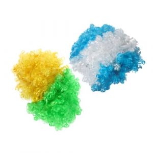 Ipetboom 2pièces Perruques Afro Colorées Drapeau Accessoires De Clown Pour Événements Et Pour Fans De Football Brésil Argentine (hikarish, neuf)