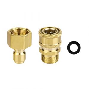 NQEUEPN 2pcs Adaptateurs de Nettoyeur Haute Pression M22-15mm &agrave; 1/4 Pouce, Kit de Connexion Rapide et de D&eacute;connexion Rapide en Laiton pour Pompe de Tuyau de Nettoyeur Haute Pression 5000 PSI (Jenniy, neuf)
