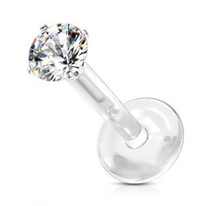 Tata Gisèle Piercing Labret Monroe en Acier Chirurgical 316L, Bio Flex et Oxyde de Zirconium - (Transparent/Argenté, 6) (Tata Gisèle, neuf)
