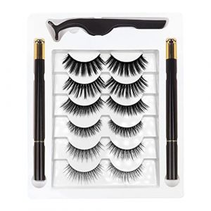 Hburirrty Les Cils MagnéTiques avec Kit D'Eye-Liner MagnéTique, 6 Paires de Cils MagnéTiques avec Eye-Liner, Faux Cils 3D (B) (Sitengkaidianzi, neuf)