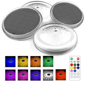 Toowell Lot de 4 éclairages solaires de piscine sous-marins avec télécommande, éclairage sous-marin, étanche, éclairage de piscine avec mode minuterie (TOOWELL-FR, neuf)
