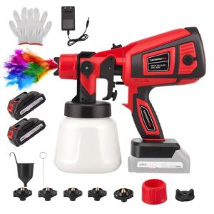 Pistolet a Peinture sans Fil avec Batterie,Pistolet Peinture Electrique 200W 1000ML avec 5 Buses et 3 Modes,pour Murs,Plafonds,Meubles,Clôtures,Armoires,Décorations,Vernis et Latex (Mr Rhylee McGovern, neuf)