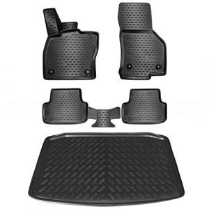 ELMASLINE 3D Tapis de Sol et Tapis de Coffre pour Seat/Cupra Ateca (2017-2025) Plancher de Chargement Standard encastré | Tapis de Voiture et Bac de Coffre | Accessoires Auto (herneland, neuf)