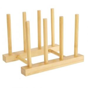 XIAOJING0 1 Pièce Porte Organisateur Assiette,Support Couvercle Bois,Egouttoir Vaisselle Bois,Rangement Placard Couvercle,pour Cuisine,Livres,Verres à vin,Les égouttoirs,Les CD (3 Emplacements) (Yu Jiao Shang Hang, neuf)