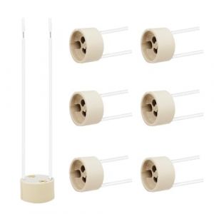 Lot de 6 douilles GU10, 15 cm, câble d'alimentation en silicone 0,75 mm², VDE, GU10, socle en céramique pour LED, ampoule, halogène, résistance à la chaleur jusqu'à 600 °C, 0-250 V, 0-300 W (QIONG GUO, neuf)
