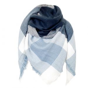 FIFTHAVE &Eacute;charpe Femme Homme Ch&acirc;le Cachemire Ecossaise Mode Ponchos Plaid Foulards Automne Hiver Oversize Cape Glands Scarf Carreaux Chaud Carr&eacute;e Souple &Eacute;tole Couvertures Bleu clair (Ysqtech, neuf)