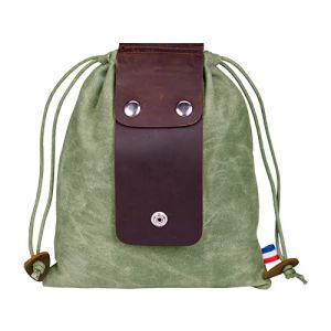 ZhaoCo Pochette de Fourrage en Toile pour la Randonn&eacute;e, Pliable Portable Robuste Sac Bushcraft en Toile avec Housse en Cuir avec Cordon de Serrage, Vert (DODO CREATE UK, neuf)