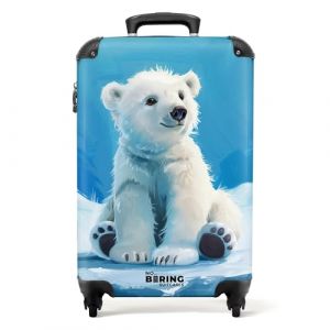 NoBoringSuitcases.com Valise Enfant, Valise Cabine, Valise Enfant Fille, Bagages Enfant, 4 roulettes, Valise pour Enfant, Valise Fille, Valise Cabine 55x35x25cm (Ours Polaire Blanc - Bleu) (NoBoringSuitcases, neuf)
