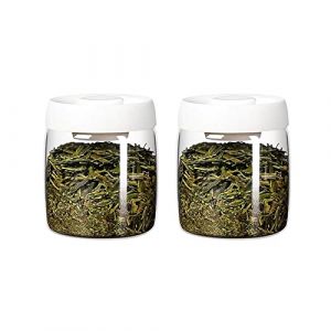 Pot a sucre Récipients de stockage de thé en verre transparent Récipients à café avec couvercle scellé sous vide, bocal en verre de cuisine servant une boîte de stockage de nourriture for feuilles de (lulugongsi, neuf)