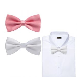 2 Pcs Nœud Papillon avec Crochet, Nœud Papillon pour Homme Réglable en Gabardine de Smoking Solide, Nœuds Papillon Homme, avec Gancio Réglable, Nœud Papillon Classique Pré-Noué pour Costume (LIN  YAMEIZI UK SHOP, neuf)